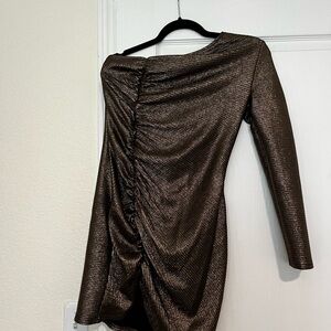 Elegant Brown Ruched Women's Dress